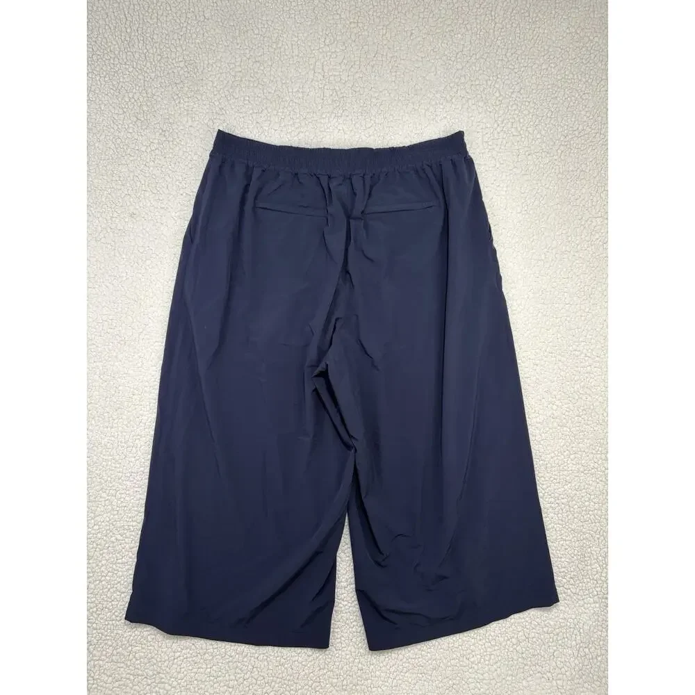 Athleta Brooklyn Wide Leg Crop Pant Womens 20 Navy Pull On Stretch Athleisure